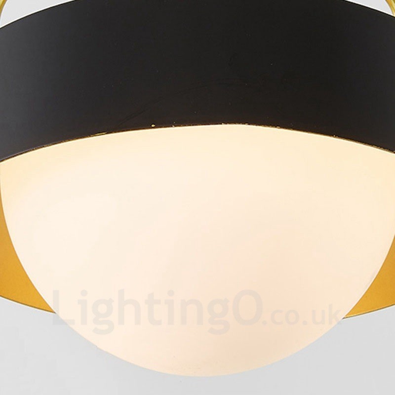 1 luce moderna contemporanea plafoniera lampada a sospensione placcata in rame con paralume in vetro a sfera bianco e nero