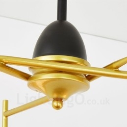Lampadario moderno contemporaneo a 3 luci in rame con paralumi in vetro a sfera bianco e nero