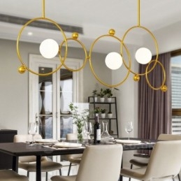Lampadario moderno contemporaneo a 3 luci placcato rame con paralumi in vetro bianco