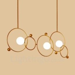 Lampadario moderno contemporaneo a 3 luci placcato rame con paralumi in vetro bianco