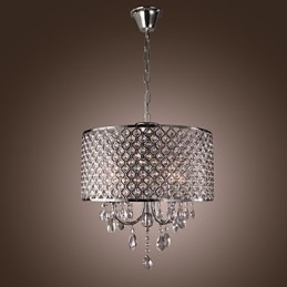 Lampadario classico in metallo cromato e cristallo