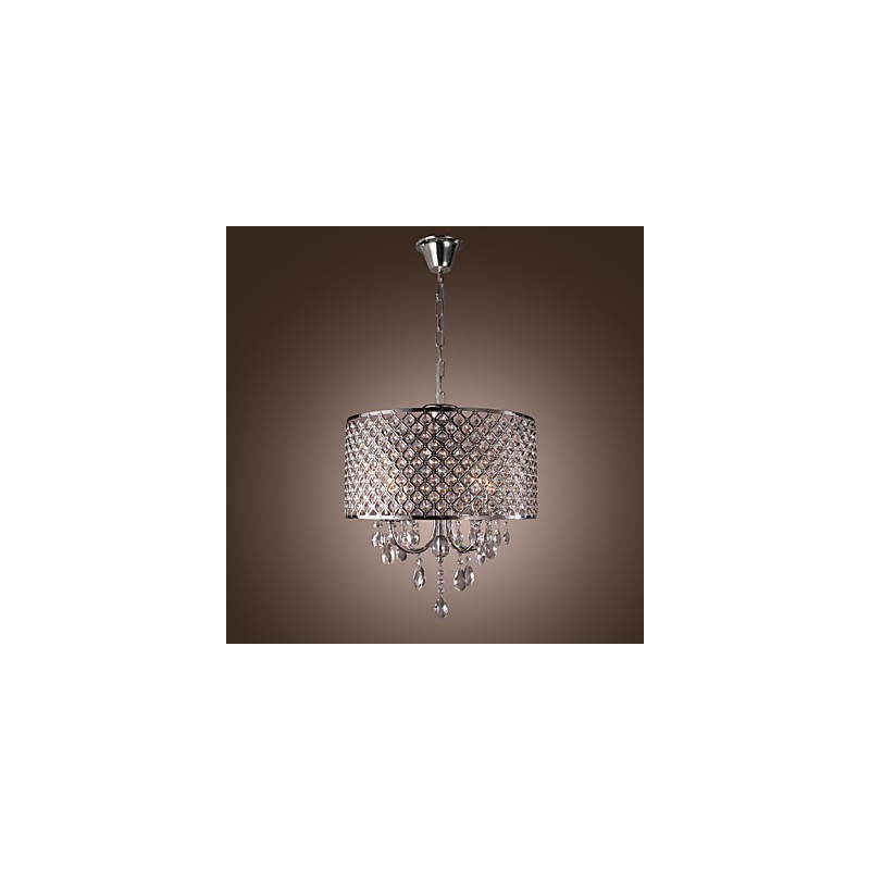 Lampadario classico in metallo cromato e cristallo