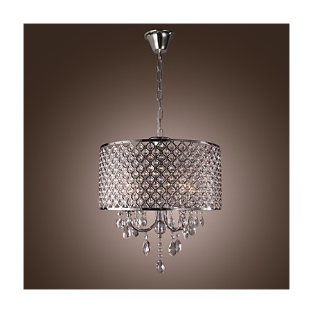 Lampadario classico in metallo cromato e cristallo