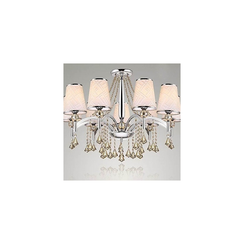 Lampadario moderno contemporaneo in metallo cromato e cristallo