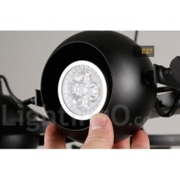 Lampada a sospensione vintage retrò in ferro nero 6 luci con paralumi a sfera in ferro nero 65x100 cm