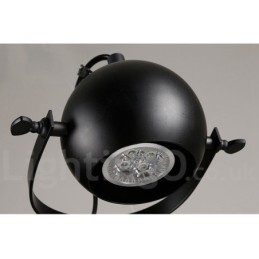 Lampada a sospensione vintage retrò in ferro nero 6 luci con paralumi a sfera in ferro nero 65x100 cm