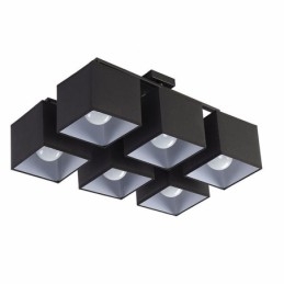 Plafoniera LED nera a filo 6 luci con paralumi in tessuto 70 x 44 x 25 cm