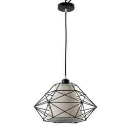 Lampada a sospensione vintage retrò in ferro nero con paralumi in tessuto 36x26 cm
