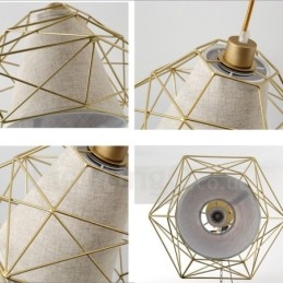Lampada a sospensione vintage retrò in ferro nero con paralumi in tessuto 36x26 cm