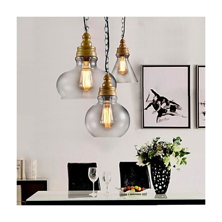 Lampadario a sospensione moderno contemporaneo mini in metallo e vetro a 3 luci
