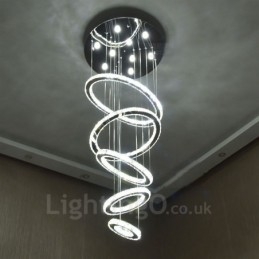 Lampadario a soffitto moderno in cristallo a 5 anelli, dimmerabile, Wi‑Fi Smart, 3 colori di luce