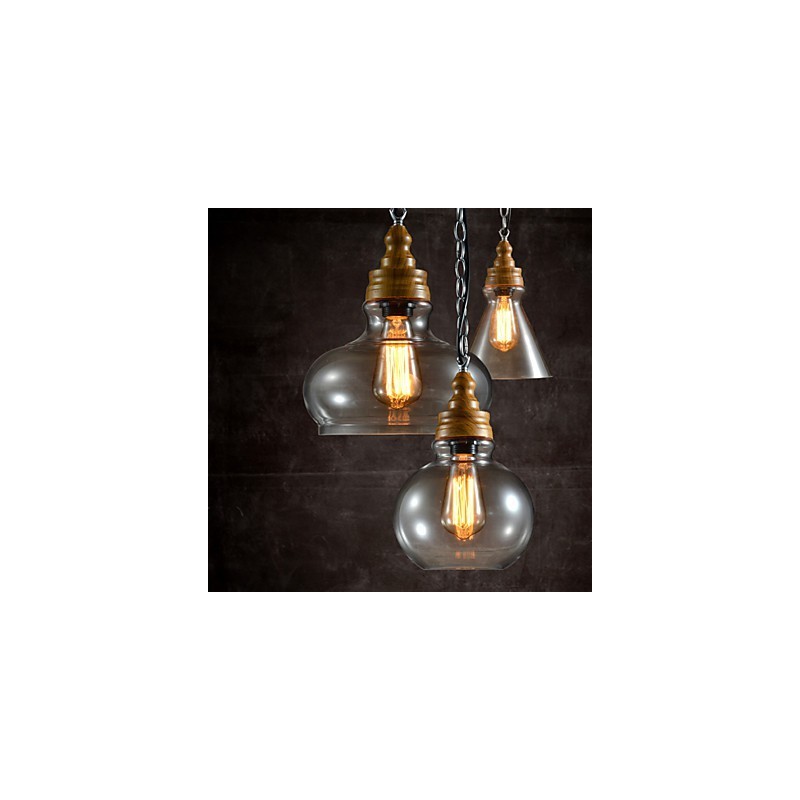 Lampadario a sospensione moderno contemporaneo mini in metallo e vetro a 3 luci