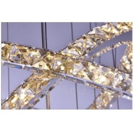 Lampadario a soffitto moderno in cristallo a 5 anelli, dimmerabile, Wi‑Fi Smart, 3 colori di luce