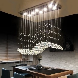 Lampadario in cristallo moderno da soffitto 4 livelli LED integrato 8 lampadine 80x30x80 cm