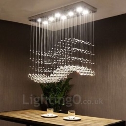Lampadario in cristallo moderno da soffitto 4 livelli LED integrato 8 lampadine 80x30x80 cm
