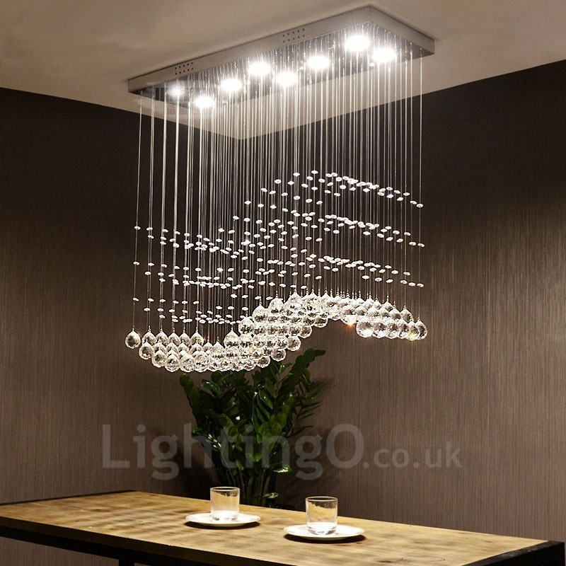 Lampadario in cristallo moderno da soffitto 4 livelli LED integrato 8 lampadine 80x30x80 cm