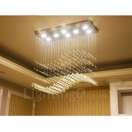 Lampadario in cristallo moderno da soffitto 4 livelli LED integrato 8 lampadine 80x30x80 cm