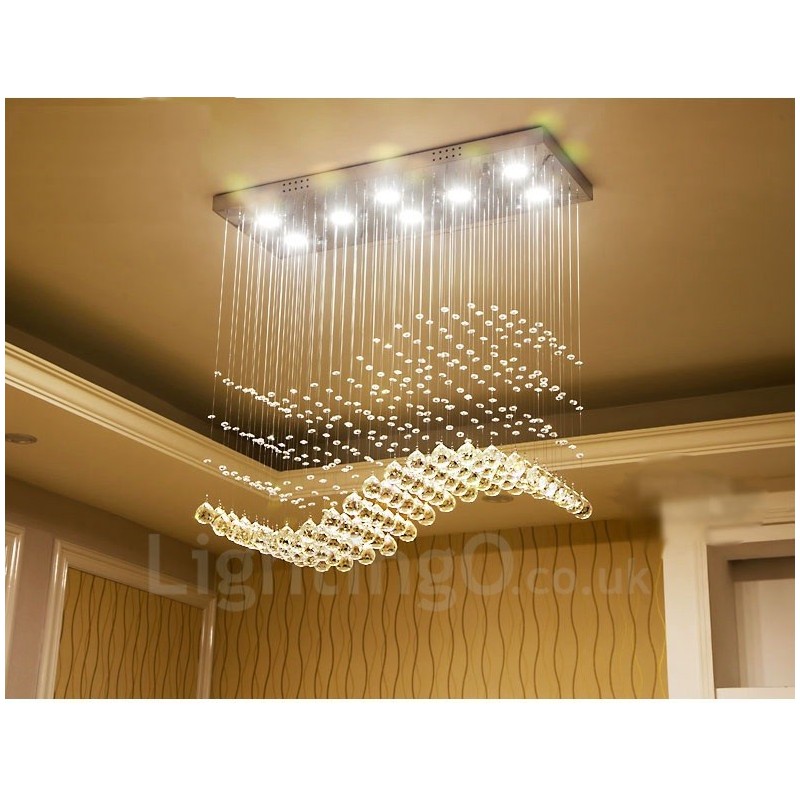 Lampadario in cristallo moderno da soffitto 4 livelli LED integrato 8 lampadine 80x30x80 cm