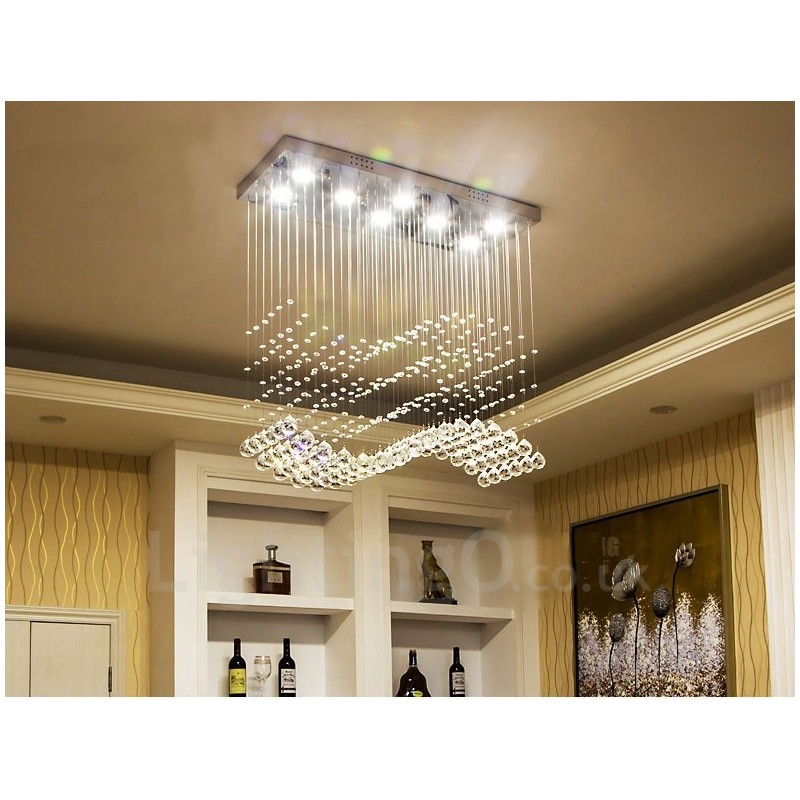 Lampadario in cristallo moderno da soffitto 4 livelli LED integrato 8 lampadine 80x30x80 cm
