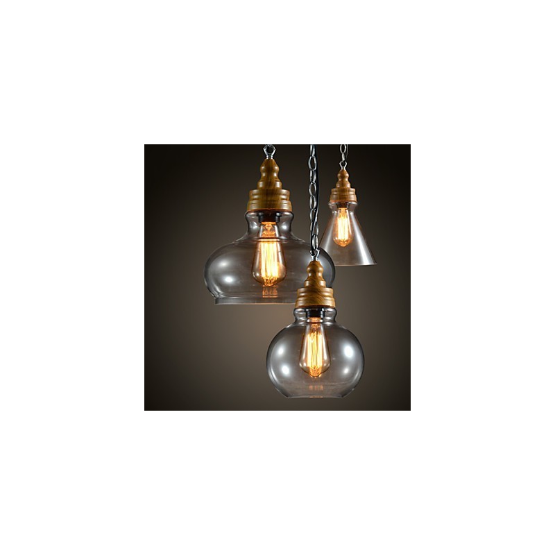 Lampadario a sospensione moderno contemporaneo mini in metallo e vetro a 3 luci
