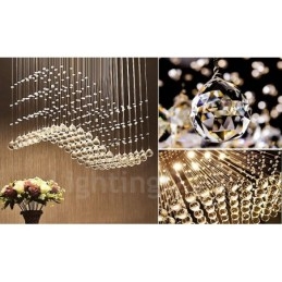 Lampadario in cristallo moderno da soffitto 4 livelli LED integrato 8 lampadine 80x30x80 cm