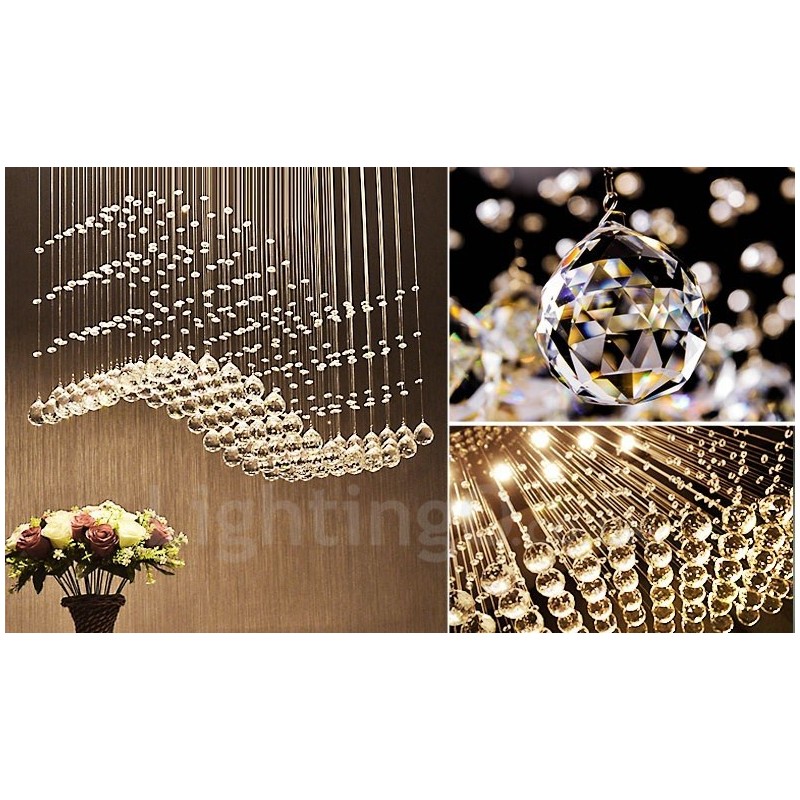 Lampadario in cristallo moderno da soffitto 4 livelli LED integrato 8 lampadine 80x30x80 cm
