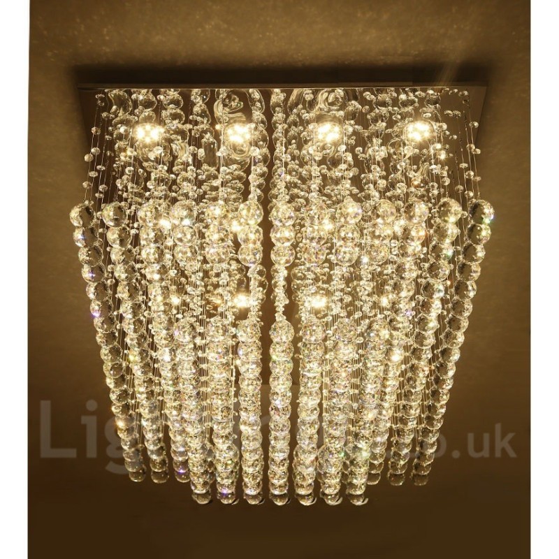 Lampadario da soffitto moderno in cristallo, 2 livelli, LED integrato, 100 x 70 x 40 cm