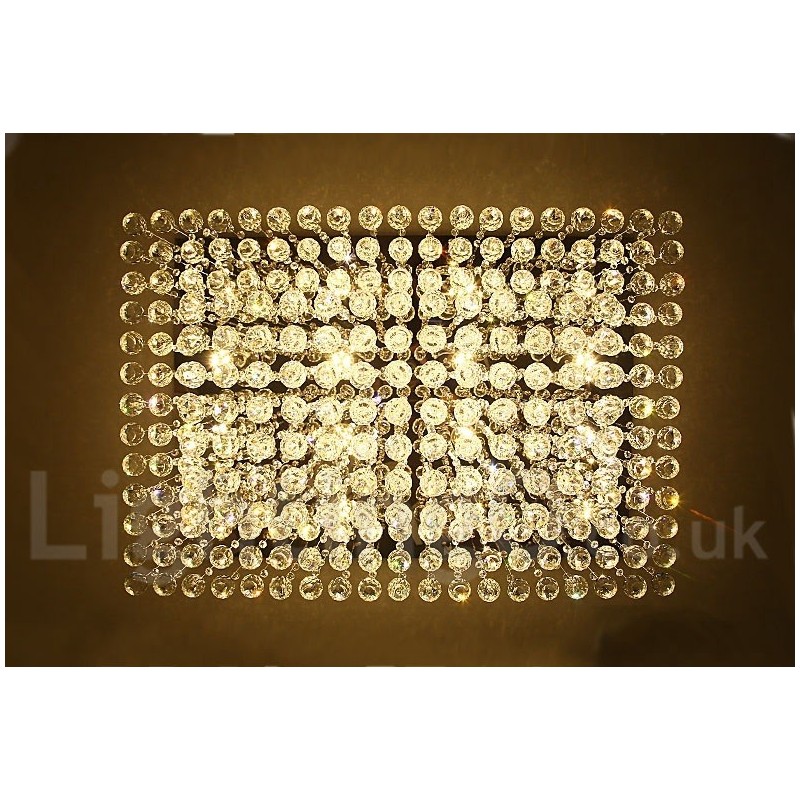 Lampadario da soffitto moderno in cristallo, 2 livelli, LED integrato, 100 x 70 x 40 cm
