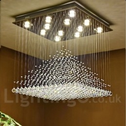 Lampadario moderno in cristallo da soffitto con 12 luci LED integrate