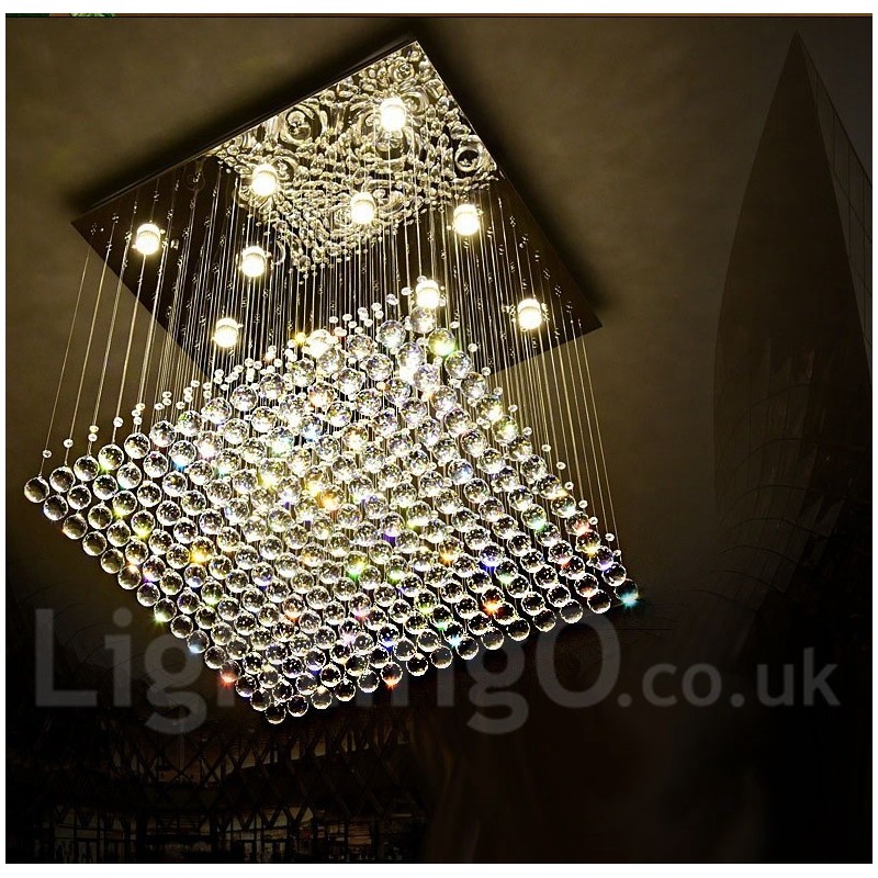 Lampadario moderno in cristallo da soffitto con 12 luci LED integrate