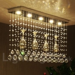 Lampadario a sospensione in cristallo a 5 luci con LED integrato