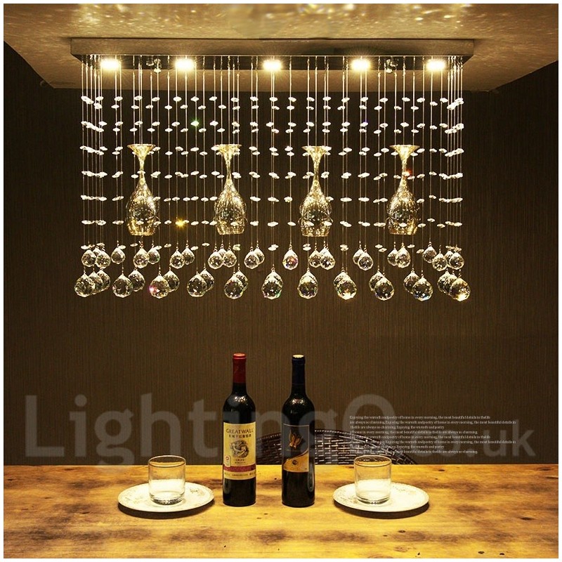 Lampadario a sospensione in cristallo a 5 luci con LED integrato