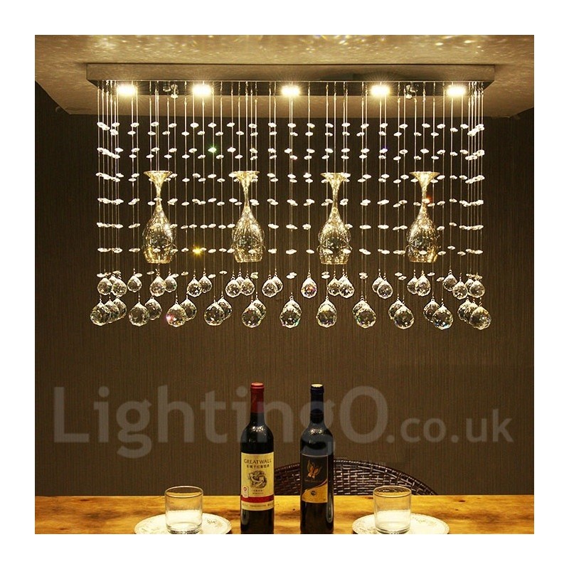 Lampadario a sospensione in cristallo a 5 luci con LED integrato