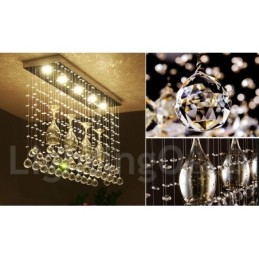 Lampadario a sospensione in cristallo a 5 luci con LED integrato