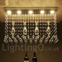 Lampadario a sospensione in cristallo a 5 luci con LED integrato