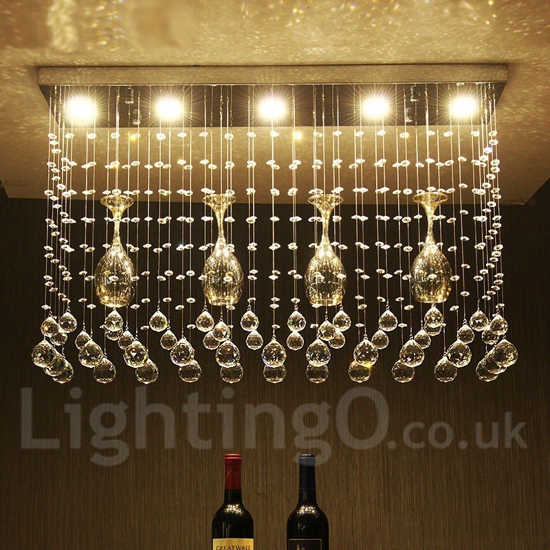Lampadario a sospensione in cristallo a 5 luci con LED integrato