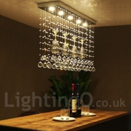 Lampadario a sospensione in cristallo a 5 luci con LED integrato