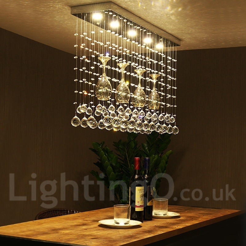Lampadario a sospensione in cristallo a 5 luci con LED integrato