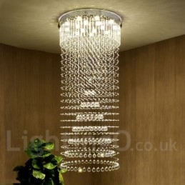 Lampadario moderno in cristallo per interni, LED integrato, 14 luci, 180 x 80 x 80 cm