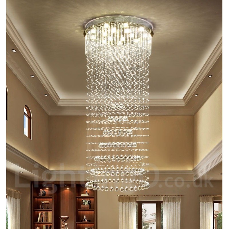 Lampadario moderno in cristallo per interni, LED integrato, 14 luci, 180 x 80 x 80 cm