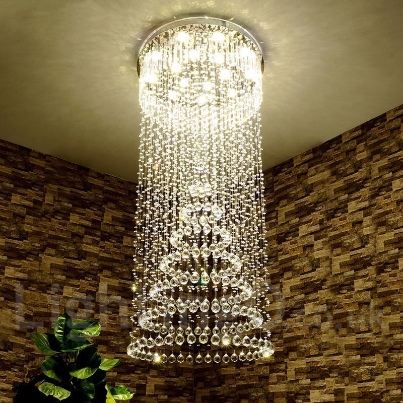 Lampadario moderno in cristallo per interni, LED integrato, 14 luci, 180 x 80 x 80 cm