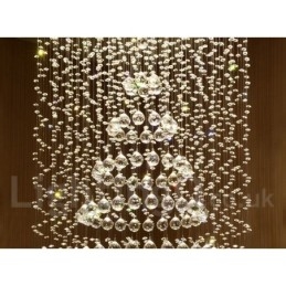 Lampadario moderno in cristallo per interni, LED integrato, 14 luci, 180 x 80 x 80 cm