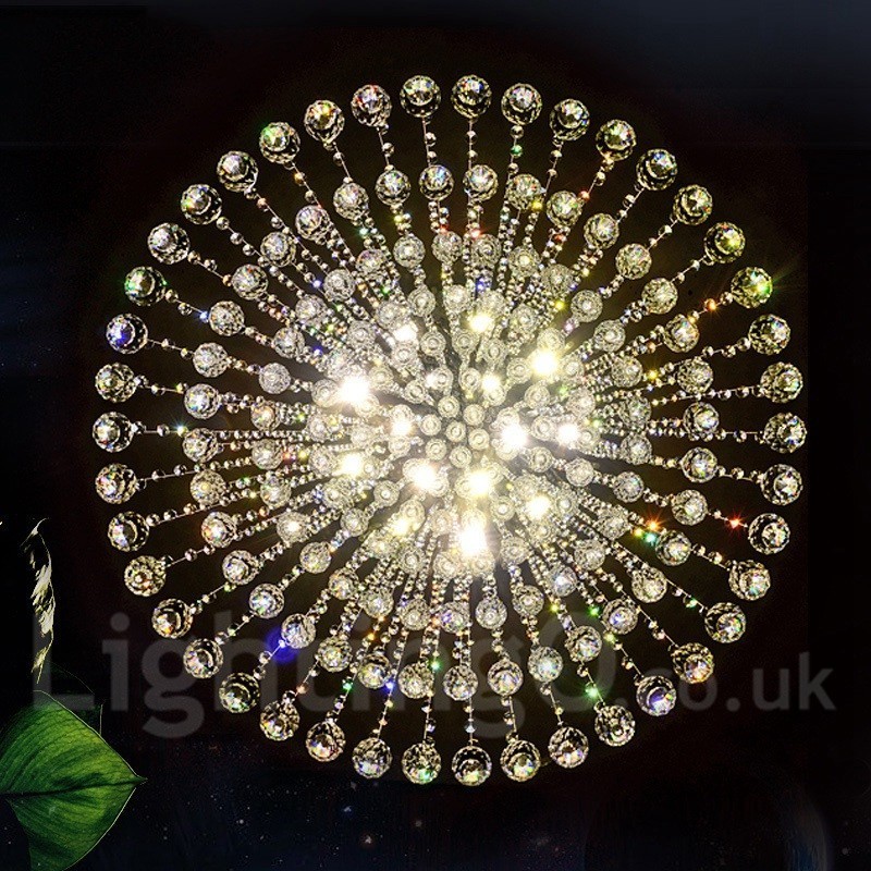 Lampadario moderno in cristallo per interni, LED integrato, 14 luci, 180 x 80 x 80 cm