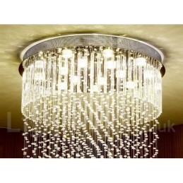 Lampadario moderno in cristallo per interni, LED integrato, 14 luci, 180 x 80 x 80 cm