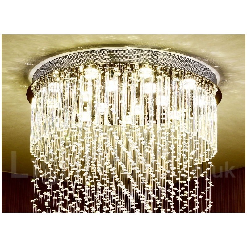 Lampadario moderno in cristallo per interni, LED integrato, 14 luci, 180 x 80 x 80 cm