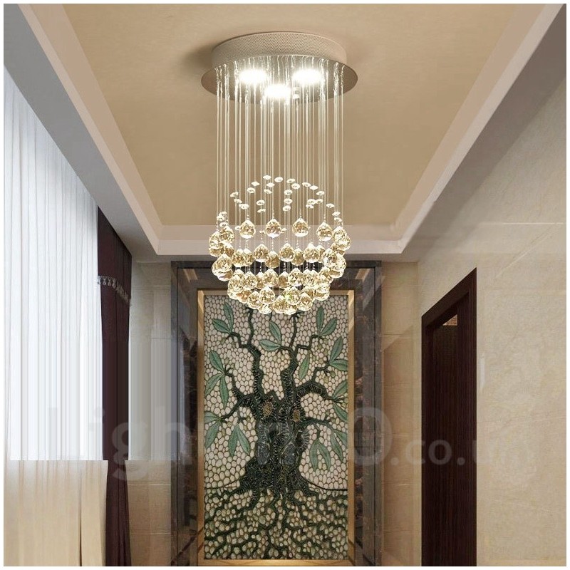 Lampadario a sospensione moderno in cristallo a 3 luci