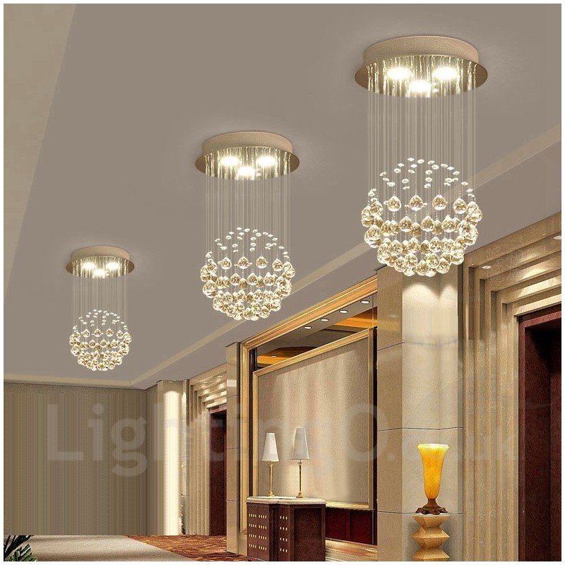 Lampadario a sospensione moderno in cristallo a 3 luci