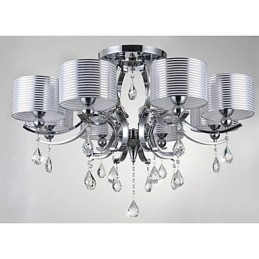 Lampadario moderno in cristallo K9 8 luci oro cromo