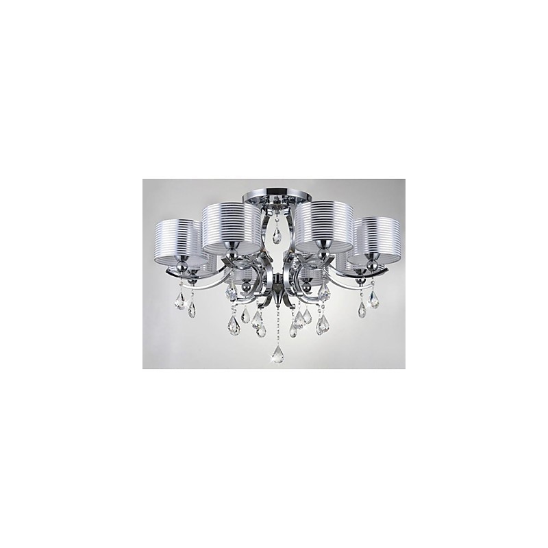 Lampadario moderno in cristallo K9 8 luci oro cromo