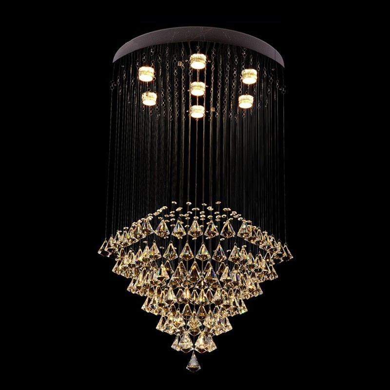 Lampadario a soffitto moderno in cristallo a 7 luci, LED integrato, 60 x 60 cm